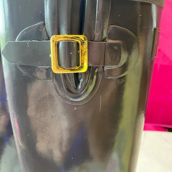 Joules Kelly Welly Rain boots slate gray with Pink SZ 6 - Picture 15 of 16